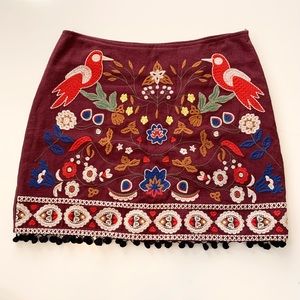 Altar’d State Embroidered Skirt Pom Pom Trim